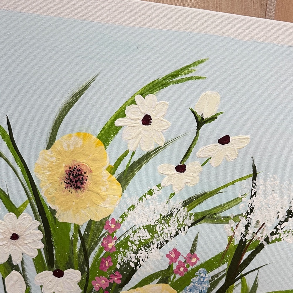 Floral 16 x 20 Canvas Art with Yellow and White Flowers